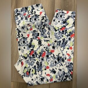 Marika Women's Floral Print Jeggings - Black, Red, Green Size XL